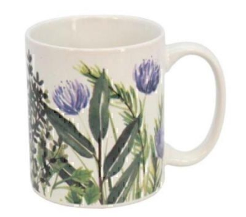 This Herbs Ceramic Mug by designer Gisela Graham would make a perfect gift for a man or a woman. This ceramic mug is decorated with purple clover and a selection of green herb leaves. It would be a lovely gift for keen gardeners and or cooks or even as a treat to yourself! Made from ceramic. Size: (LxWxD) 12x9x8cm